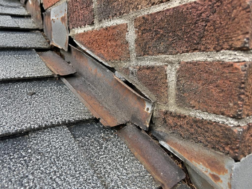 Rusted step flashing